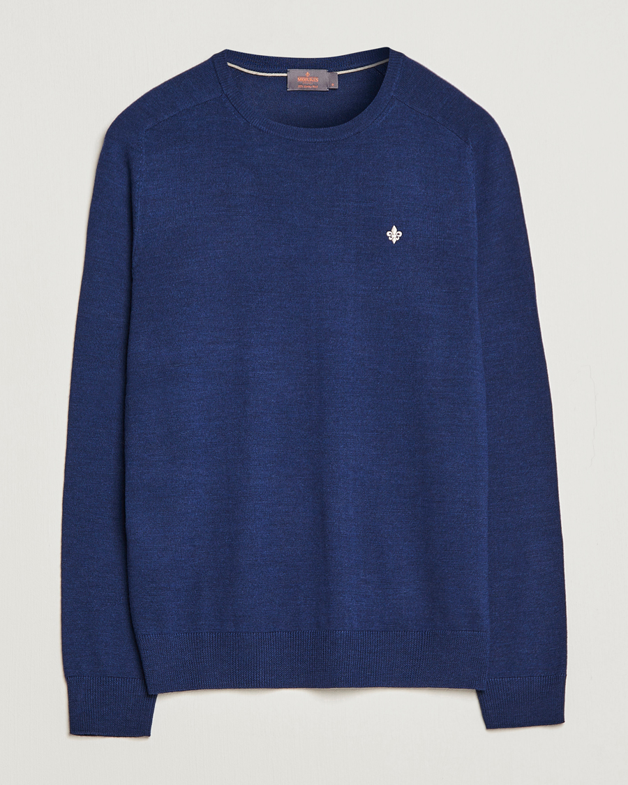 Herren | Pullover | Morris | Merino Crew Neck Pullover Blue