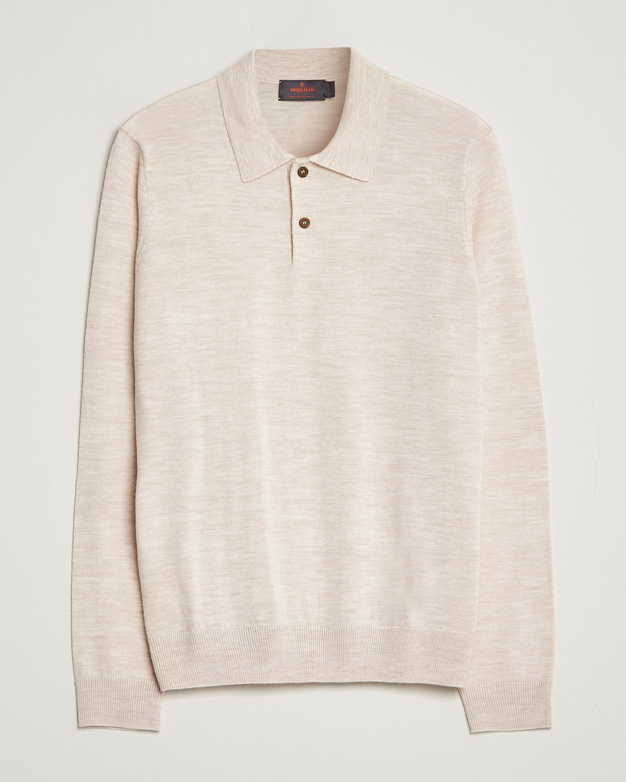 Herren | Pullover | Morris | Merino Knitted Polo Beige