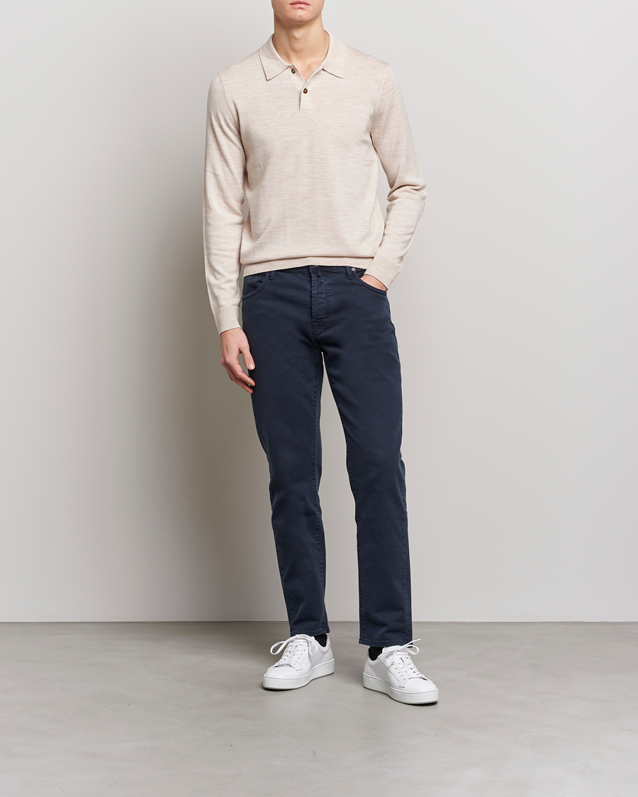 Herren | Pullover | Morris | Merino Knitted Polo Beige