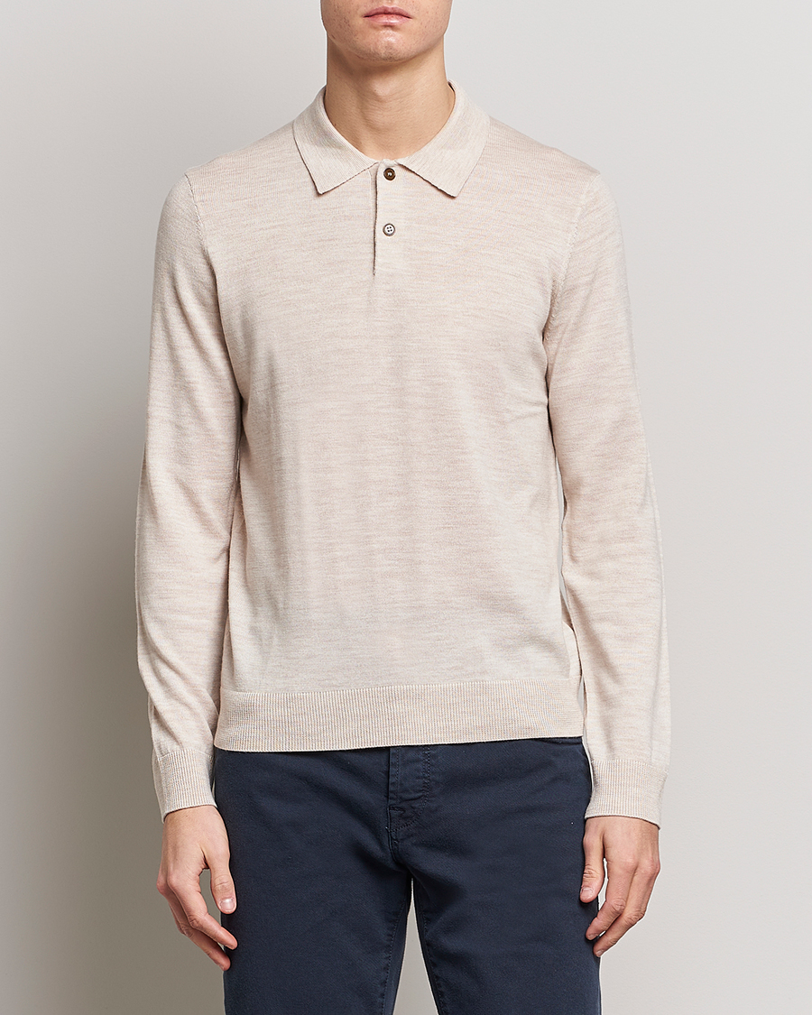 Herren | Pullover | Morris | Merino Knitted Polo Beige