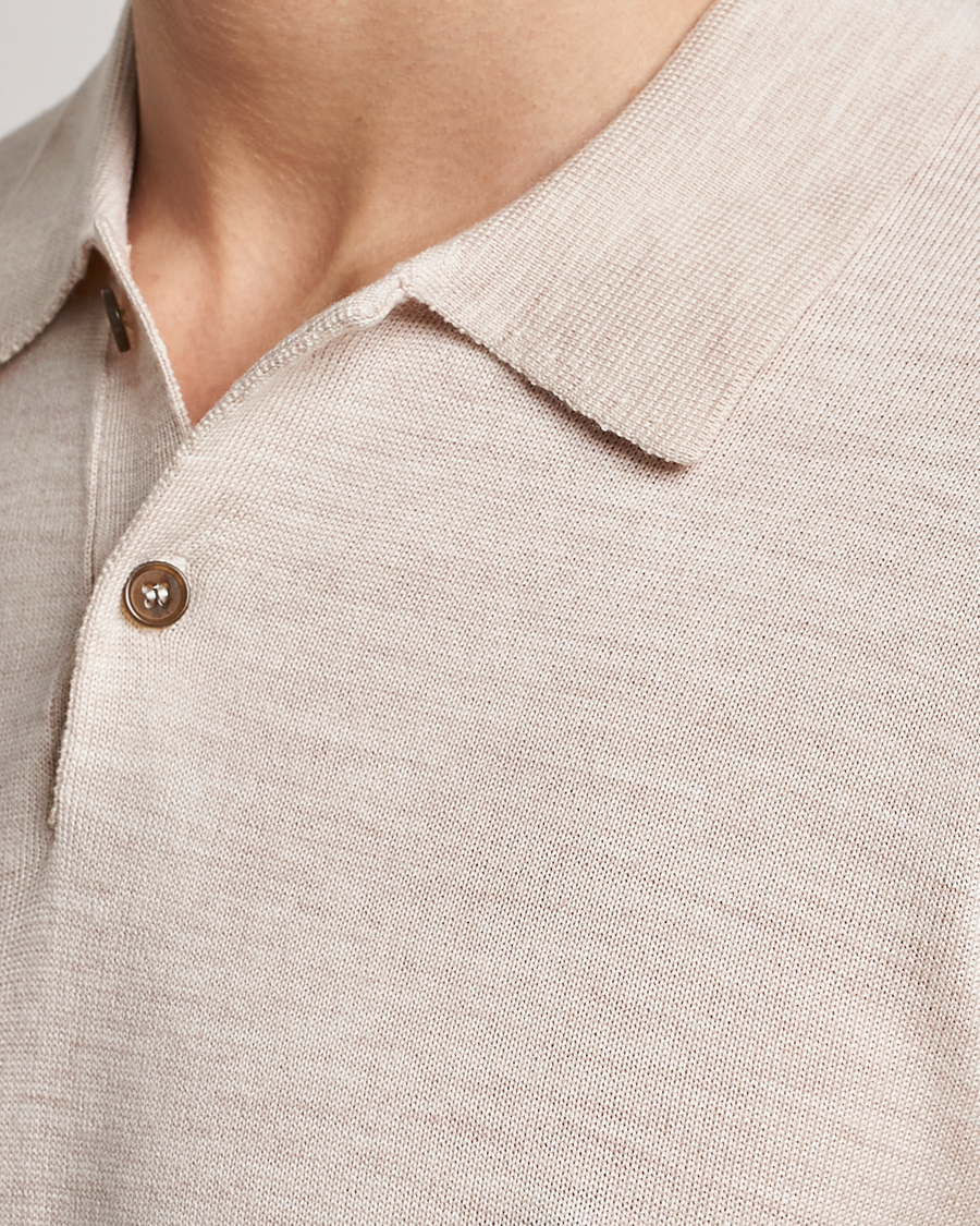 Herren | Pullover | Morris | Merino Knitted Polo Beige