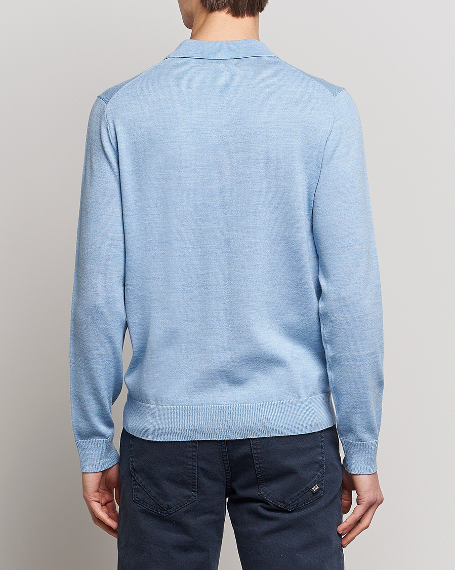 Herren | Pullover | Morris | Merino Knitted Polo Light Blue