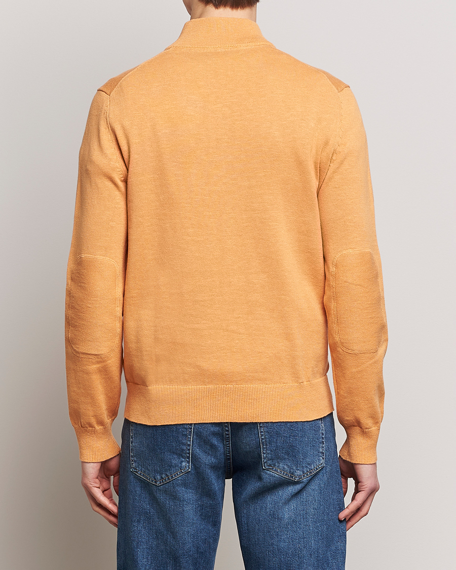 Herren | Pullover | Morris | Harold Cotton/Linen Summer Half Zip Orange