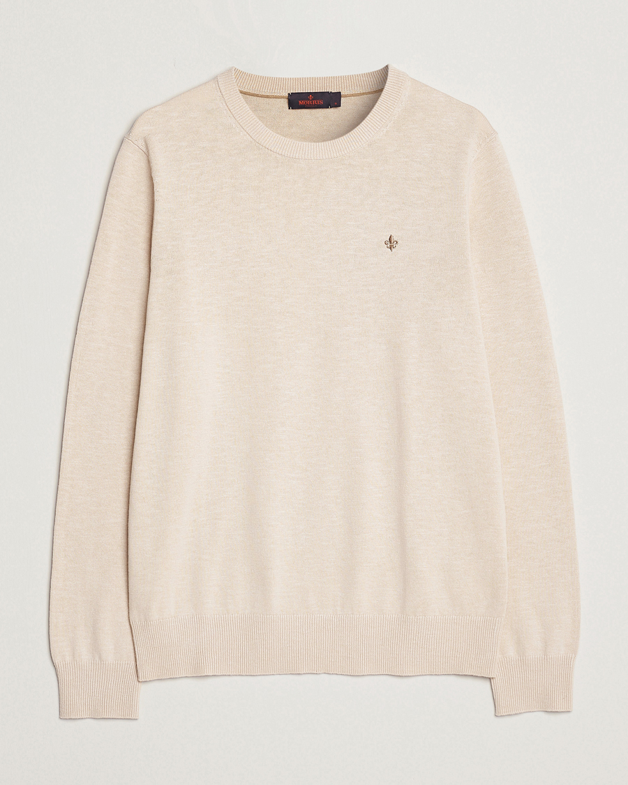 Herren | Pullover | Morris | Harold Cotton/Linen Summer Crew Neck Off White