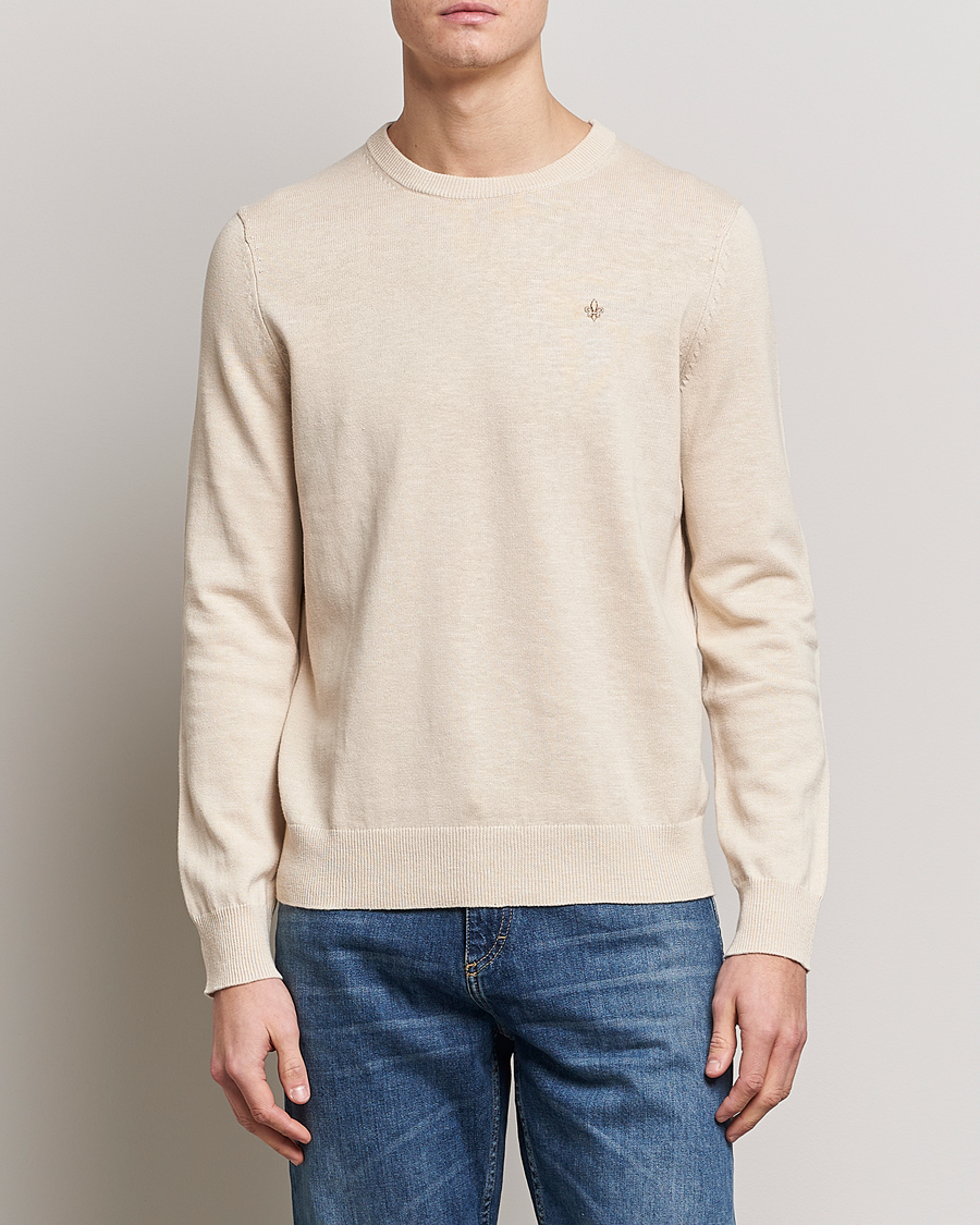 Herren | Pullover | Morris | Harold Cotton/Linen Summer Crew Neck Off White