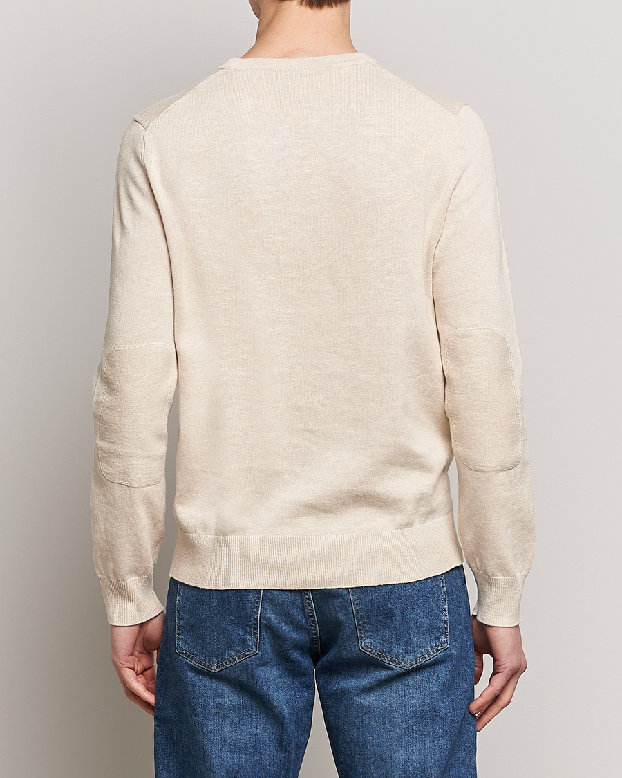 Herren | Pullover | Morris | Harold Cotton/Linen Summer Crew Neck Off White
