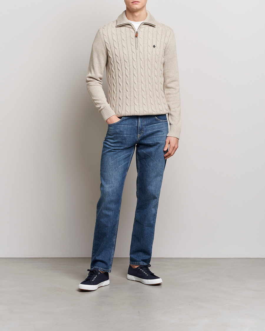 Herren | Pullover | Morris | Raymond Cable Half Zip Khaki