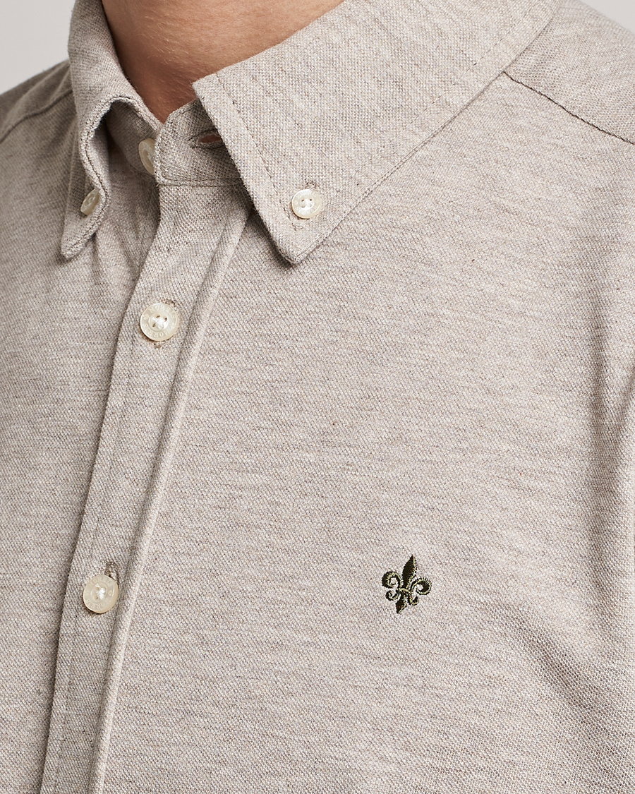 Herren | Hemden | Morris | Ivory Jersey Button Down Shirt Beige