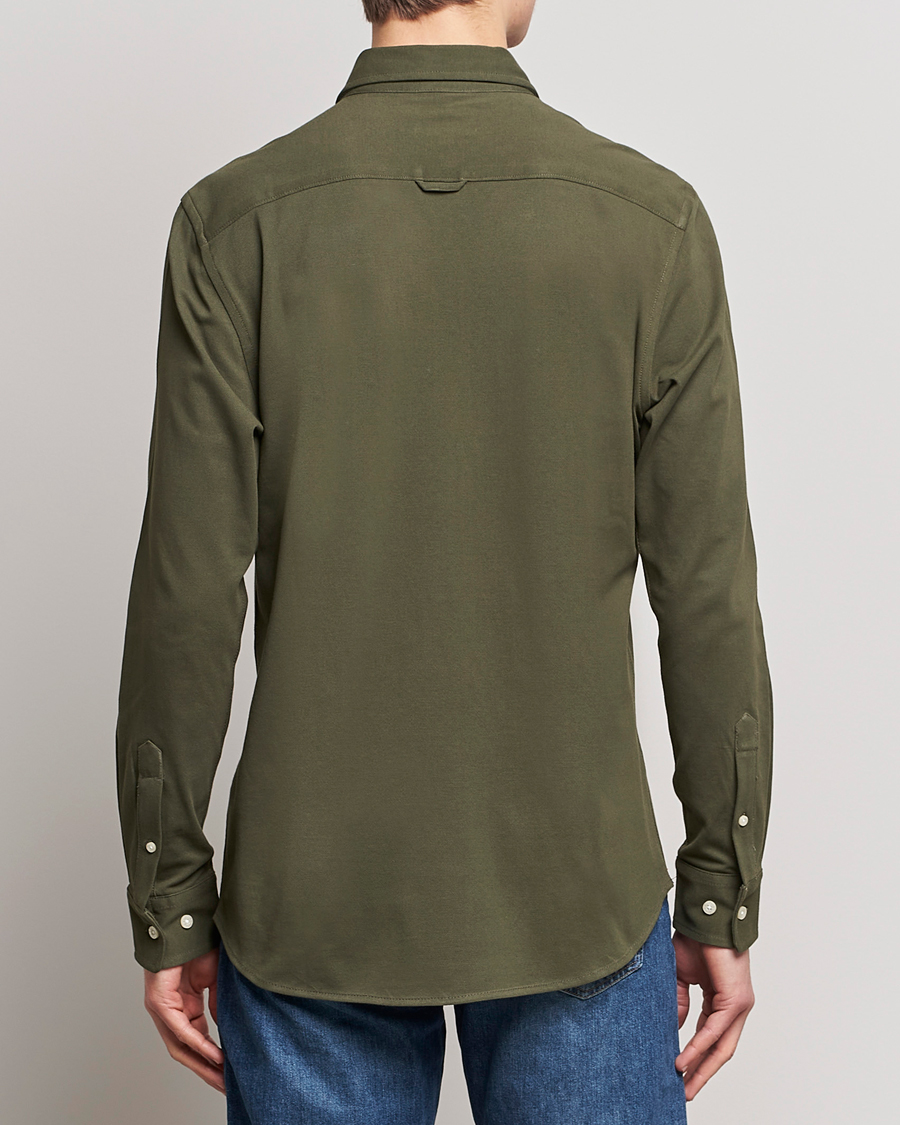 Herren | Hemden | Morris | Ivory Jersey Button Down Shirt Green