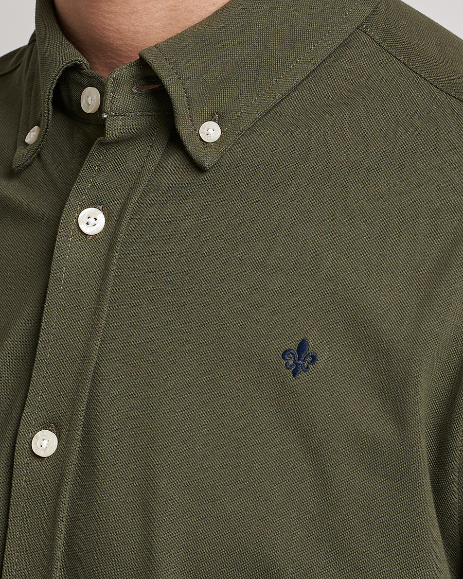 Herren | Hemden | Morris | Ivory Jersey Button Down Shirt Green