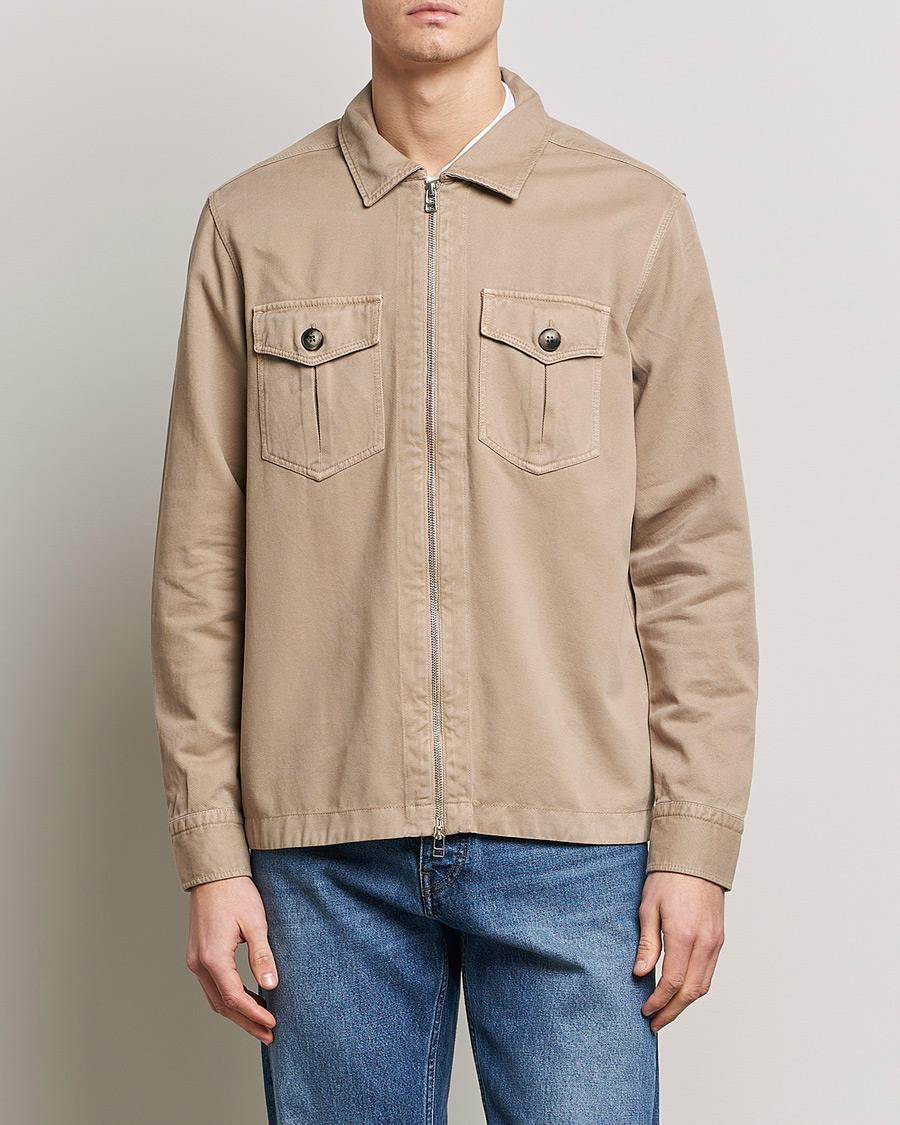 Herren | Hemden | Morris | Brayden Zip Overshirt Khaki
