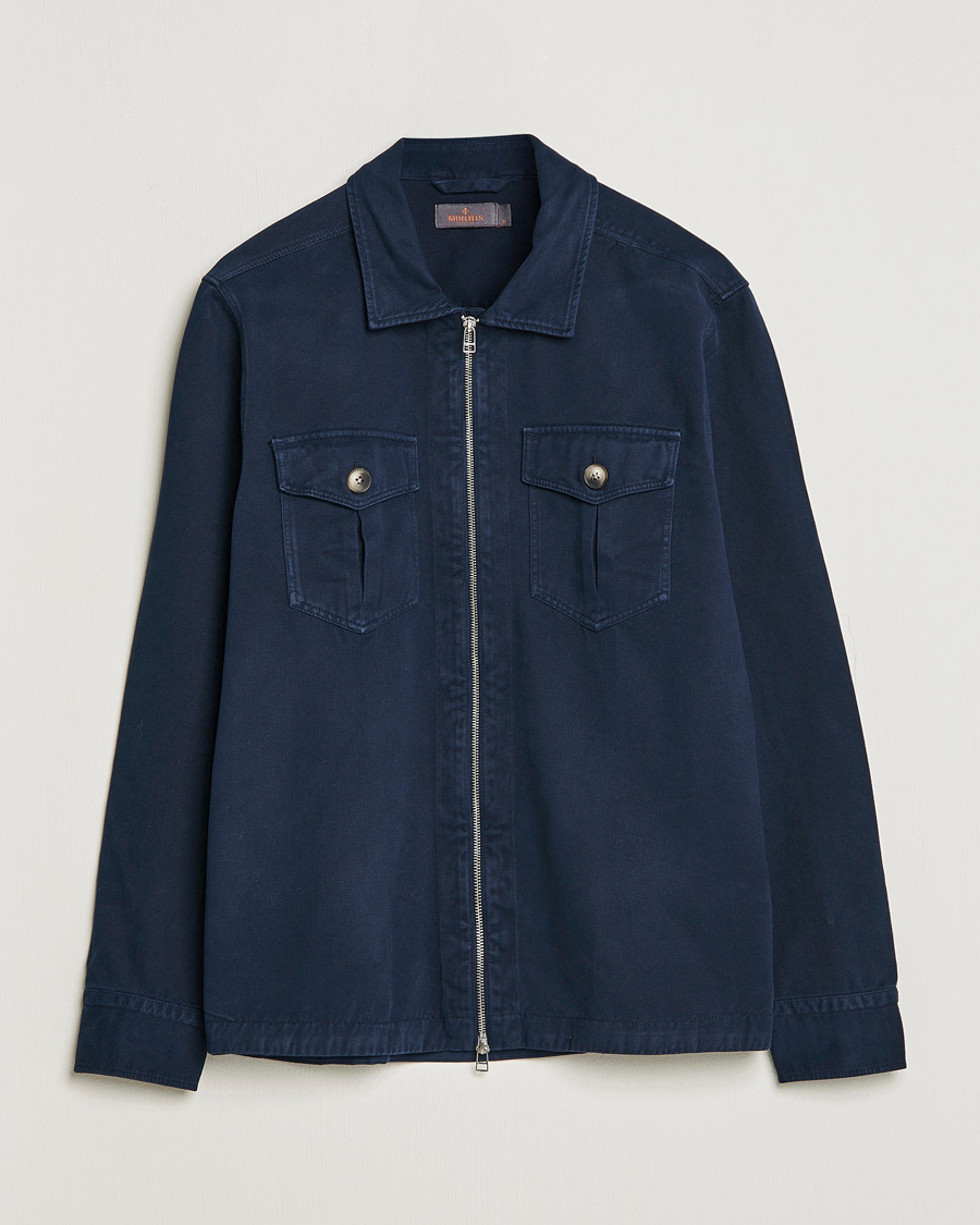 Herren | Hemden | Morris | Brayden Zip Overshirt Old Blue