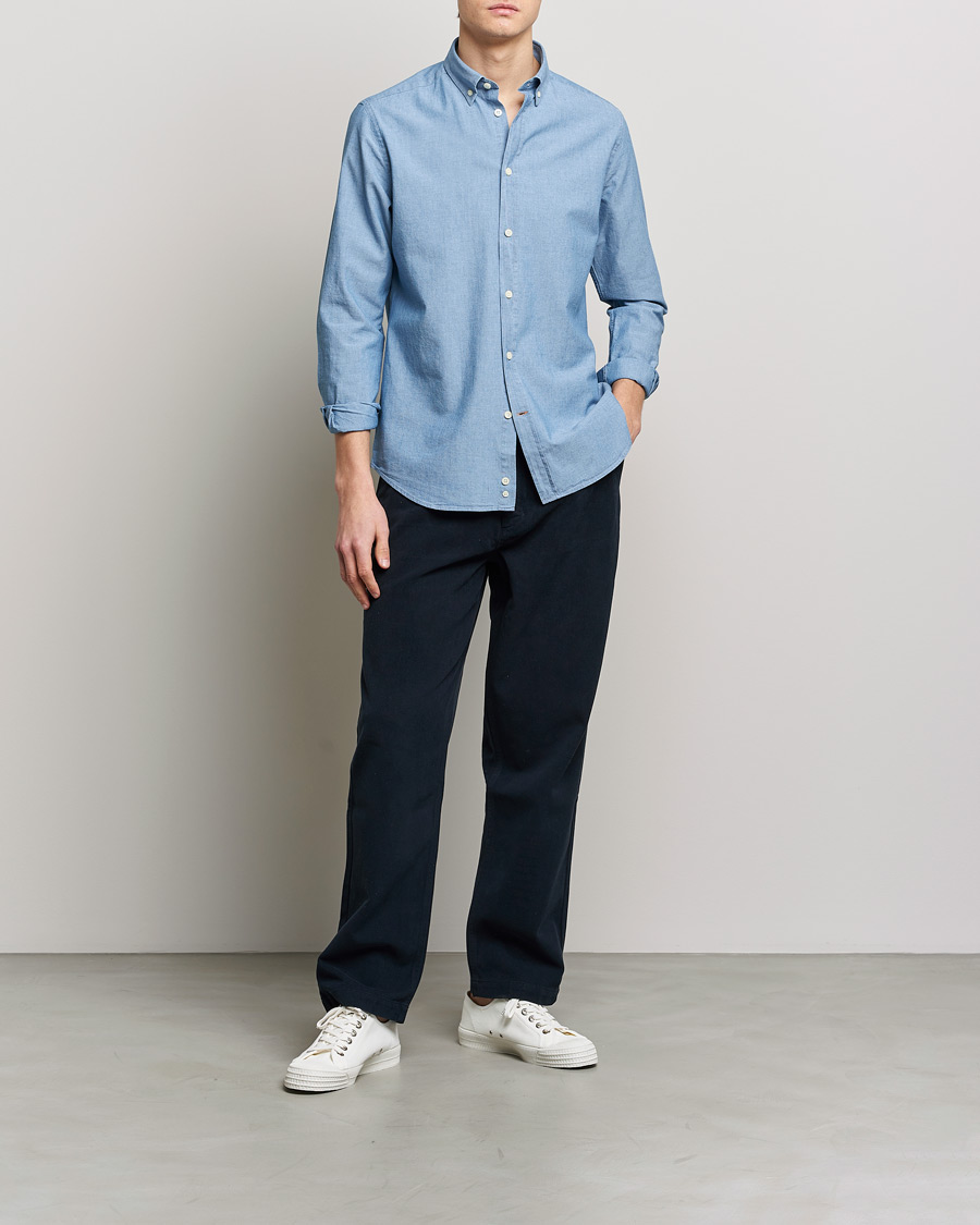 Herren | Hemden | Morris | John Chambray Button Down Shirt Light Blue