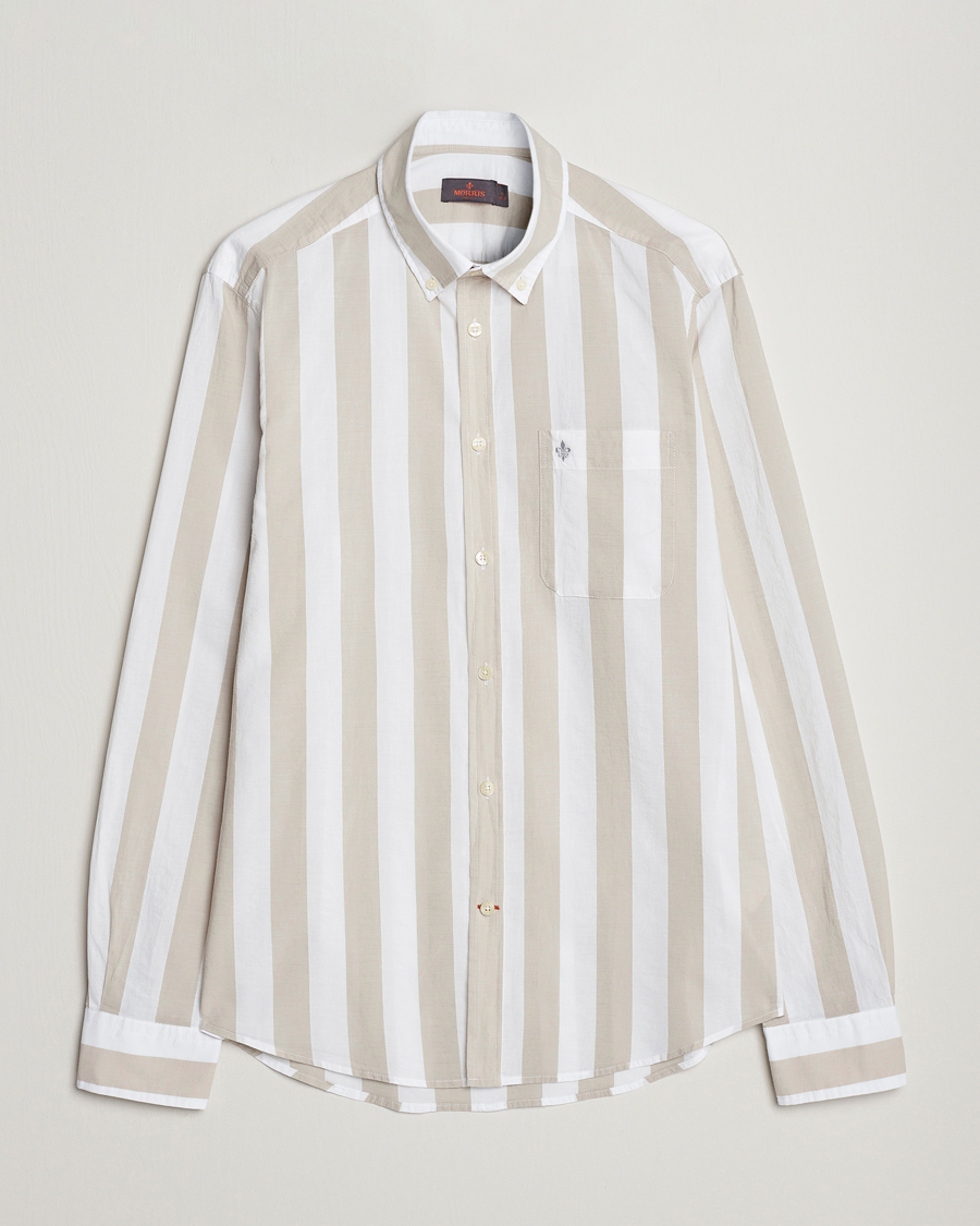 Herren | Hemden | Morris | Cotton Blockstripe Button Down Shirt Khaki/White