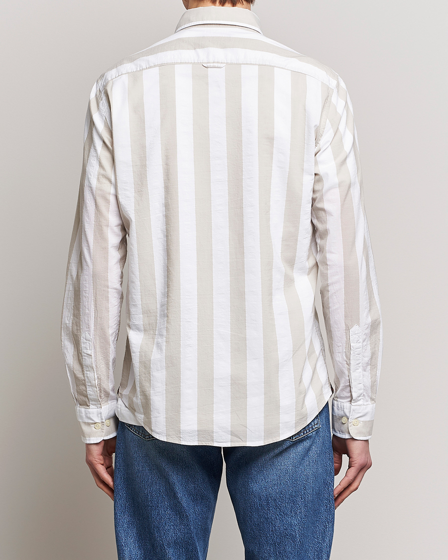 Herren | Hemden | Morris | Cotton Blockstripe Button Down Shirt Khaki/White