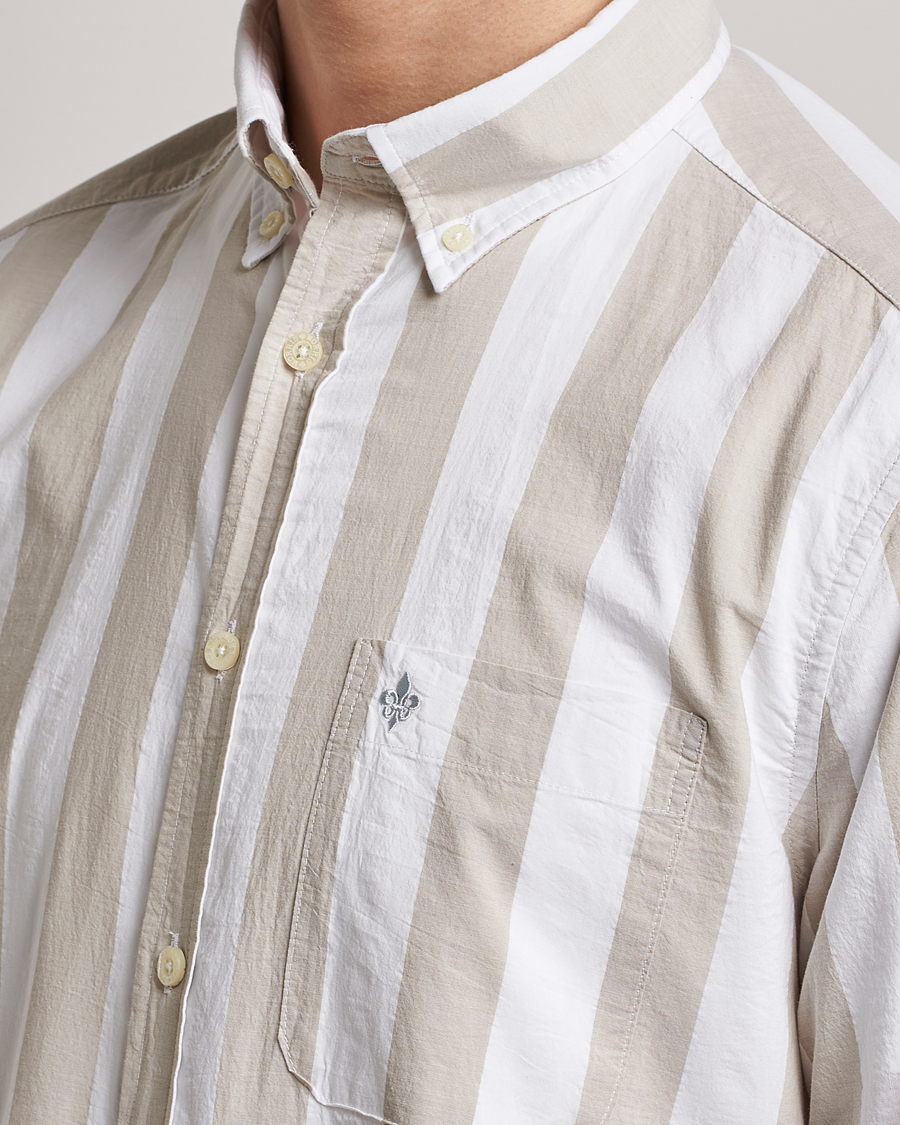 Herren | Hemden | Morris | Cotton Blockstripe Button Down Shirt Khaki/White