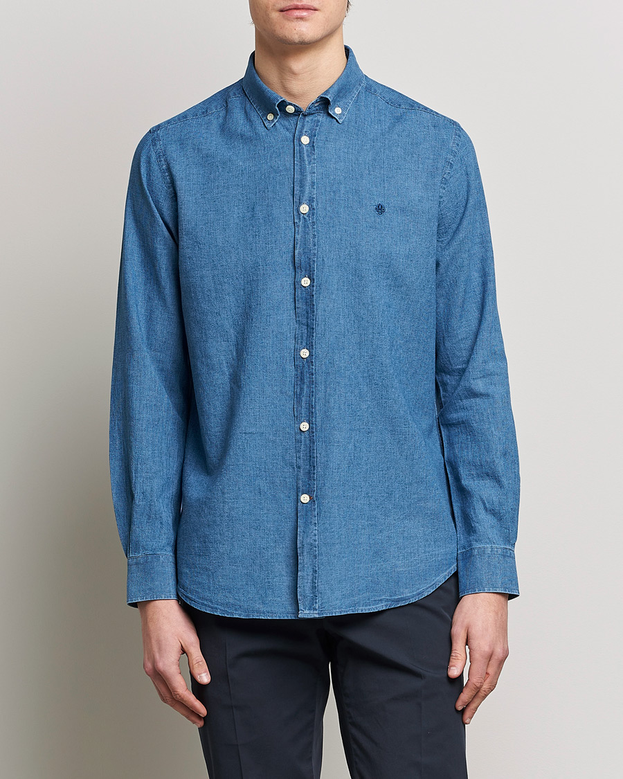 Herren | Hemden | Morris | Cotton /Linen Indigo Button Down Shirt Medium Blue