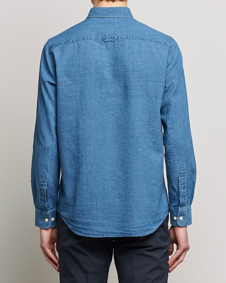 Herren | Hemden | Morris | Cotton /Linen Indigo Button Down Shirt Medium Blue