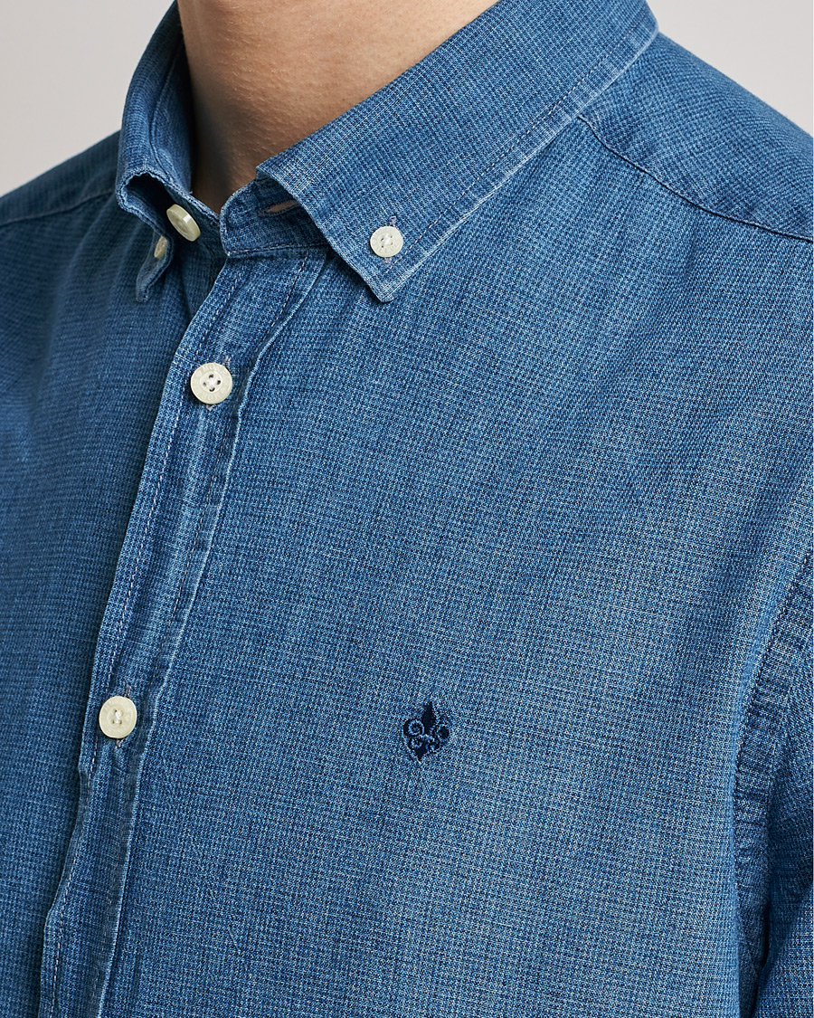 Herren | Hemden | Morris | Cotton /Linen Indigo Button Down Shirt Medium Blue