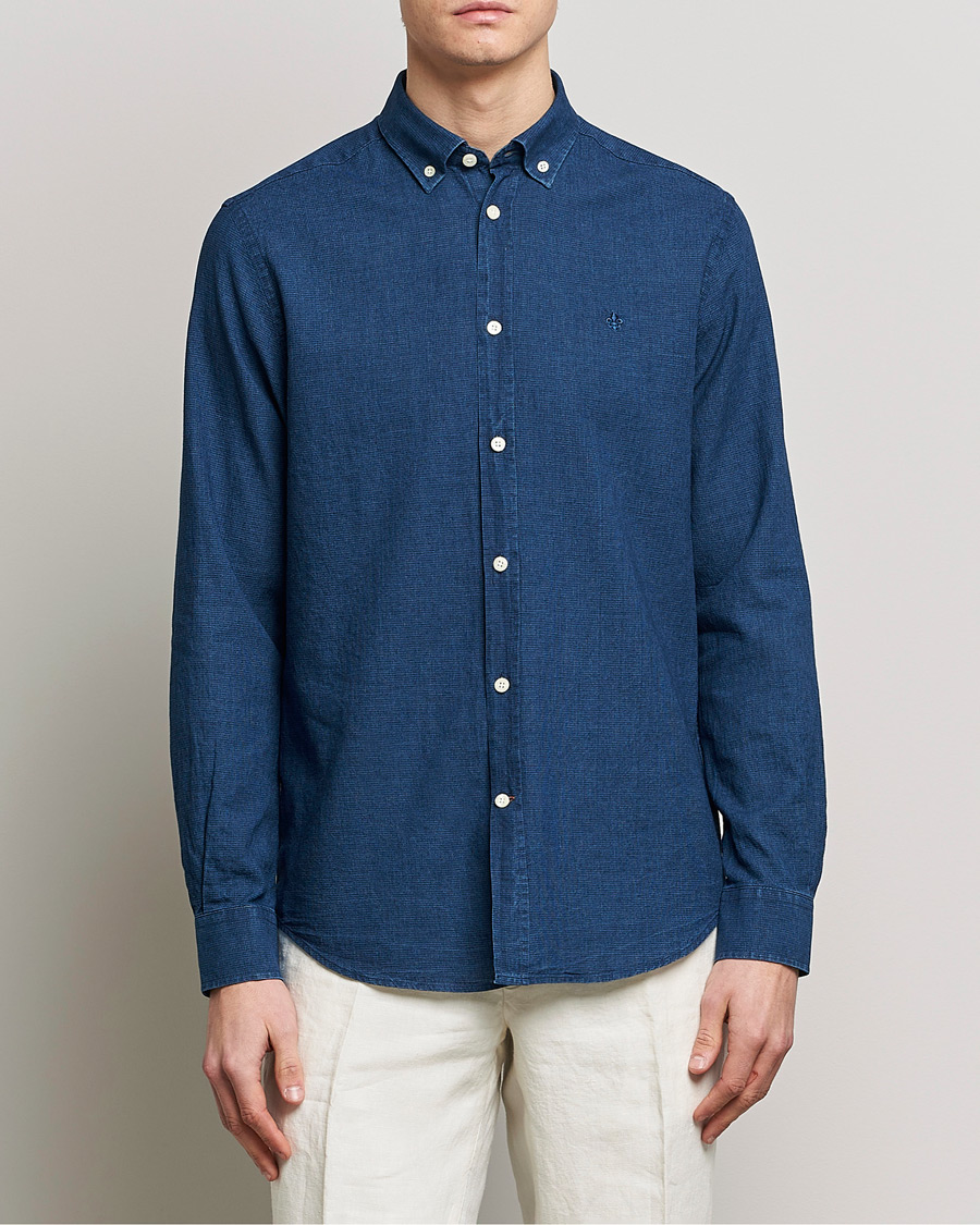 Herren | Hemden | Morris | Cotton /Linen Indigo Button Down Shirt Dark Blue