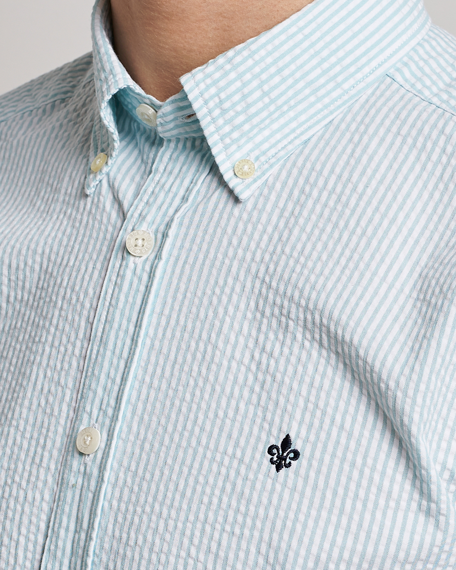 Herren | Hemden | Morris | Seersucker Button Down Shirt Aqua/White