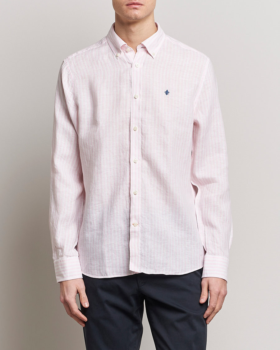 Herren | Hemden | Morris | Douglas Linen Button Down Striped Shirt Pink/White