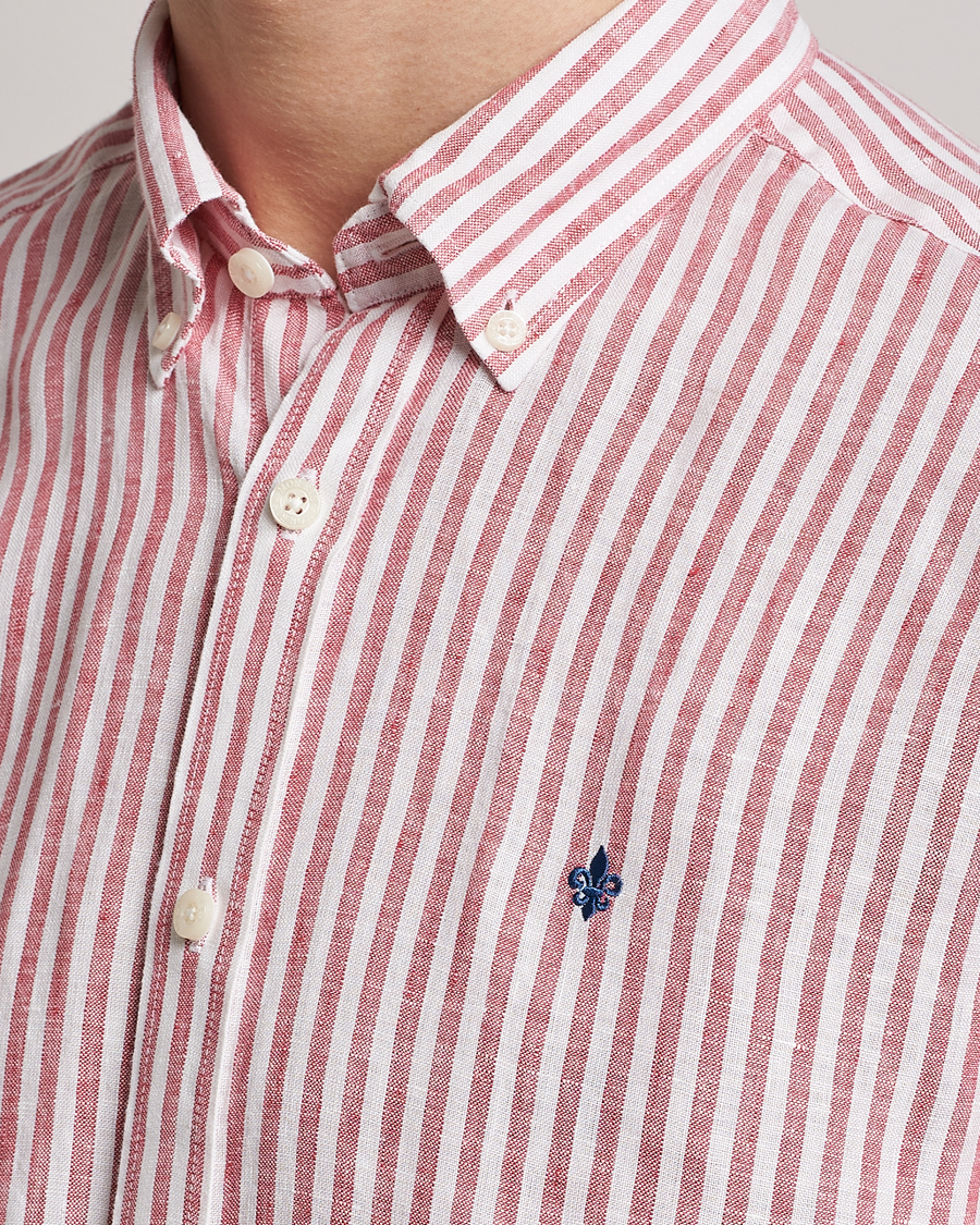 Herren | Hemden | Morris | Douglas Linen Button Down Striped Shirt Orange/White