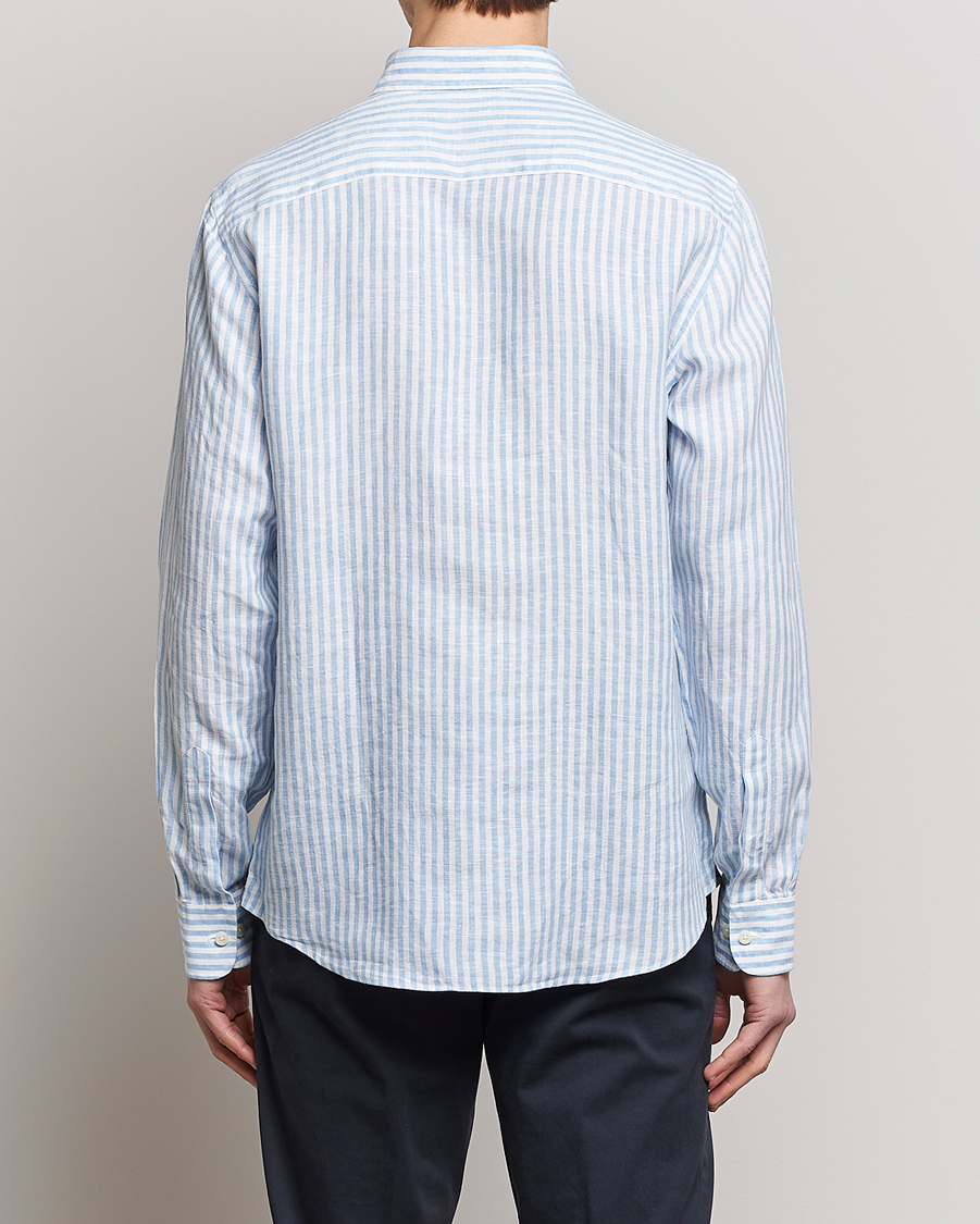 Herren | Hemden | Morris | Douglas Linen Button Down Striped Shirt Blue/White
