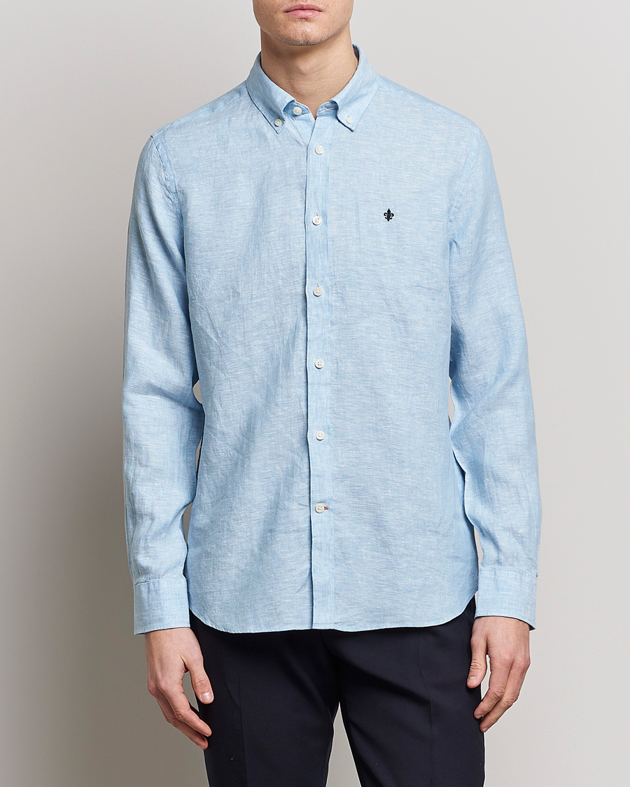 Herren | Kategorie | Morris | Douglas Linen Button Down Shirt Light Blue