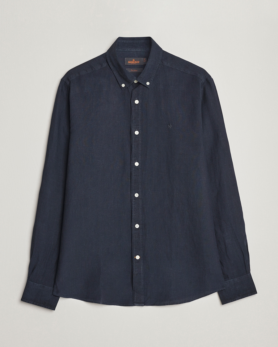Herren | Hemden | Morris | Douglas Button Down Linen Shirt Navy