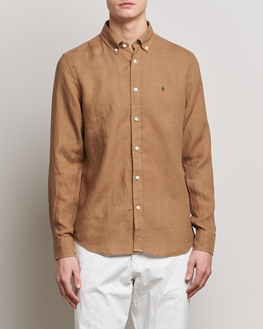 Herren | Hemden | Morris | Douglas Linen Button Down Shirt Khaki Brown