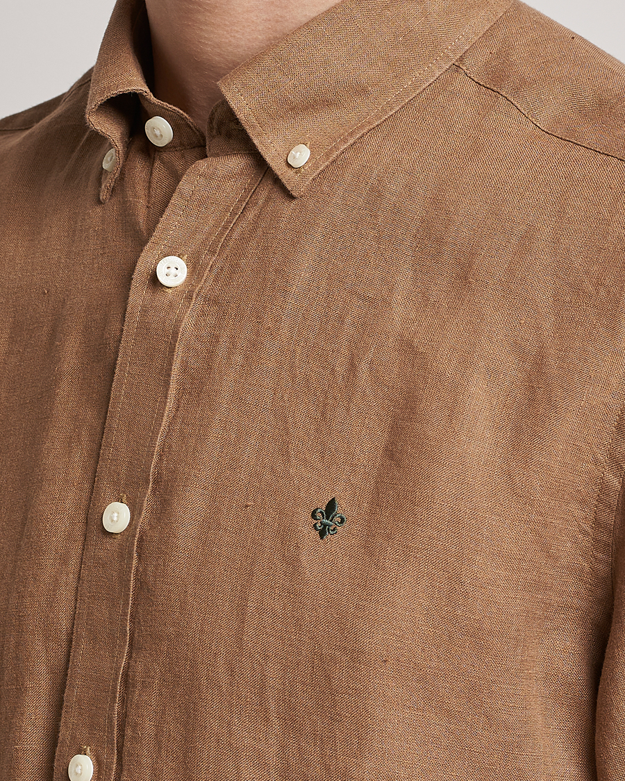 Herren | Hemden | Morris | Douglas Linen Button Down Shirt Khaki Brown