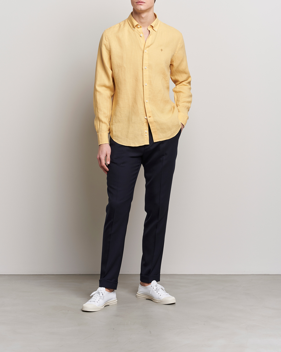 Herren | Hemden | Morris | Douglas Linen Button Down Shirt Yellow