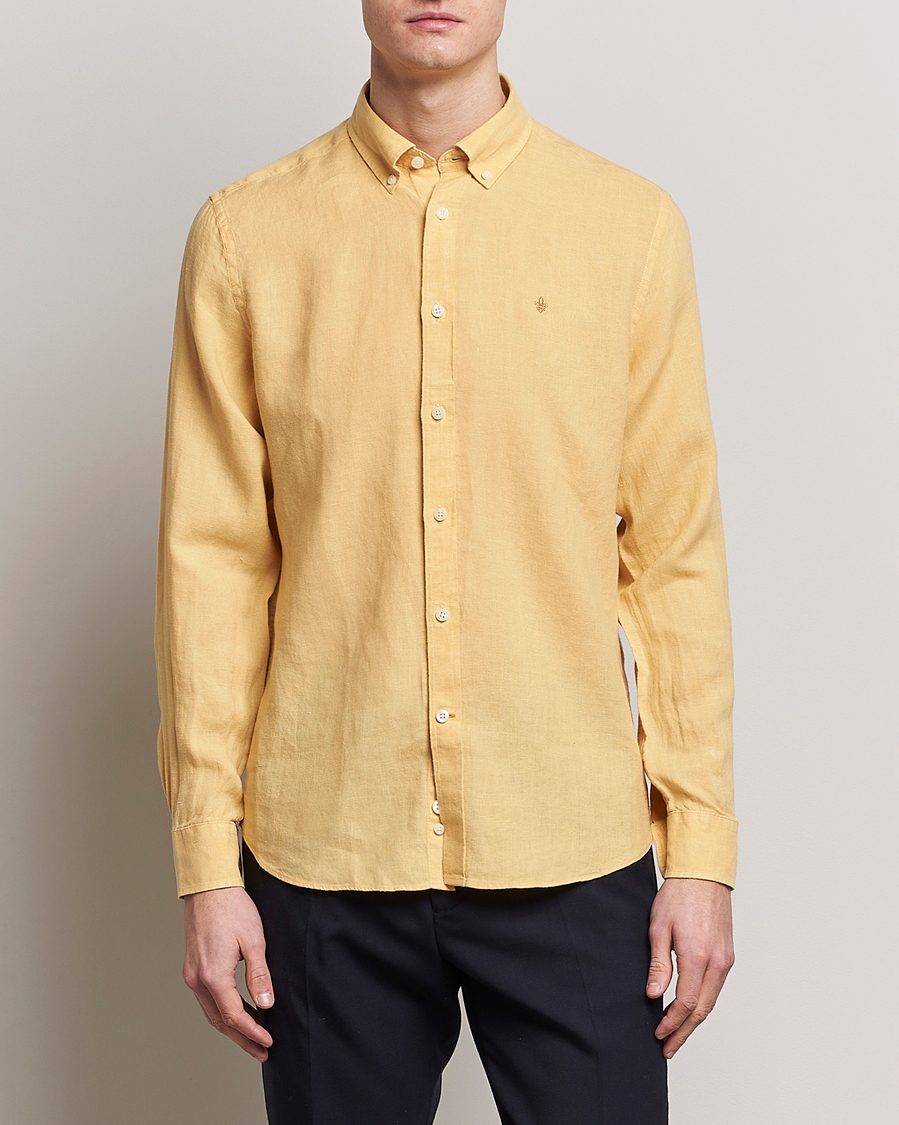 Herren | Hemden | Morris | Douglas Linen Button Down Shirt Yellow