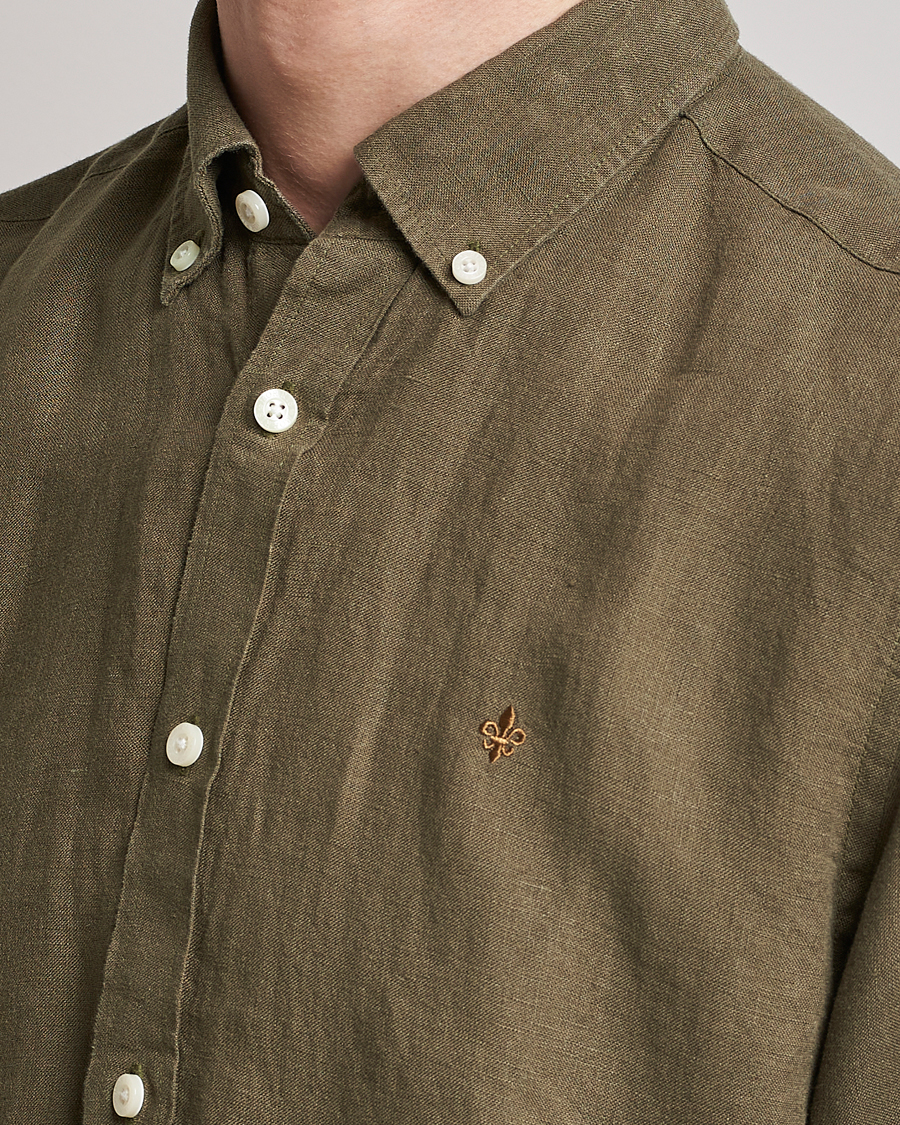 Herren | Hemden | Morris | Douglas Linen Button Down Shirt Dark Green