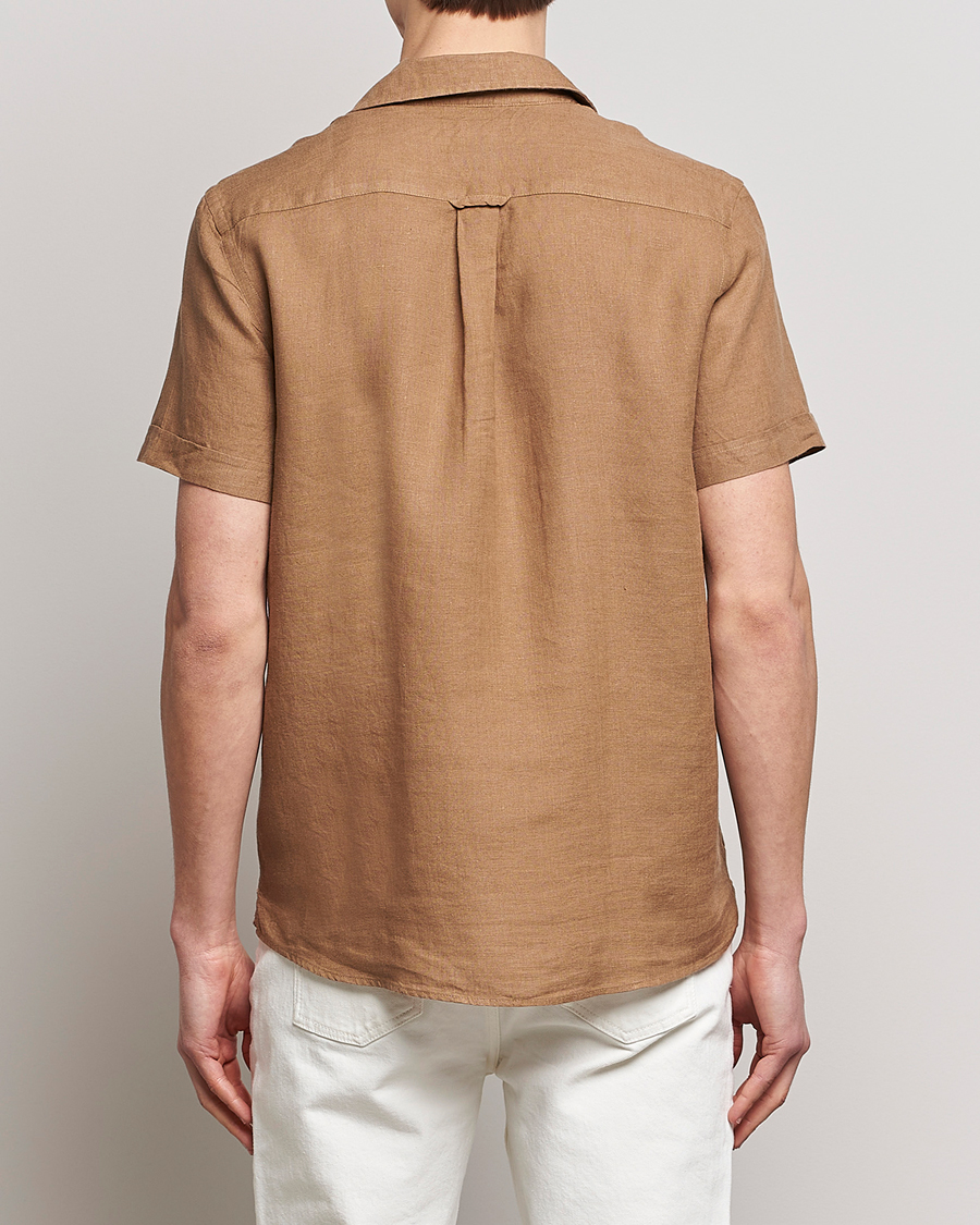Herren | Hemden | Morris | Douglas Linen Short Sleeve Shirt Khaki Brown
