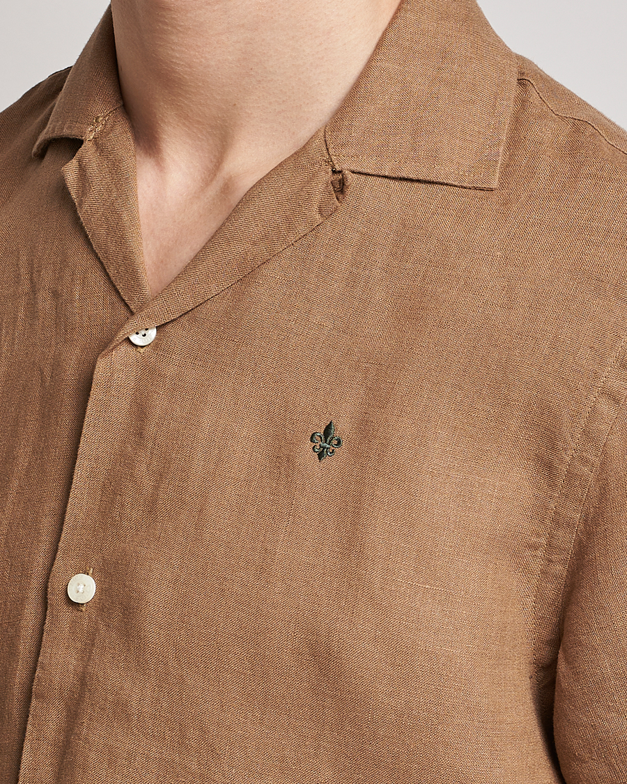 Herren | Hemden | Morris | Douglas Linen Short Sleeve Shirt Khaki Brown
