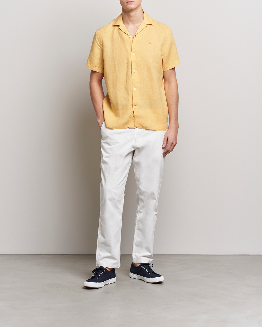 Herren | Hemden | Morris | Douglas Linen Short Sleeve Shirt Yellow