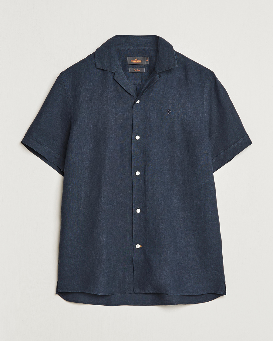 Herren | Hemden | Morris | Douglas Linen Short Sleeve Shirt Navy