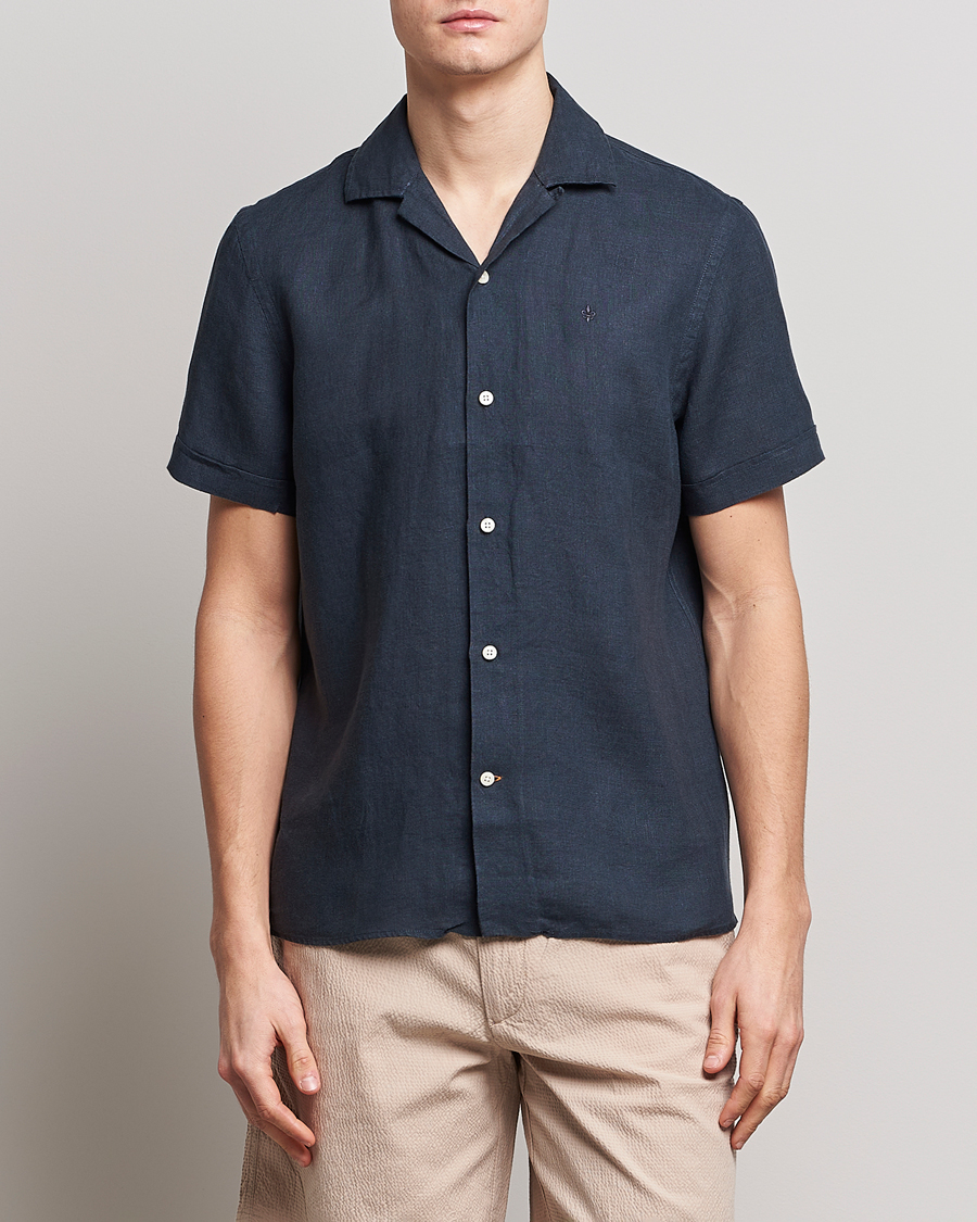 Herren | Hemden | Morris | Douglas Linen Short Sleeve Shirt Navy
