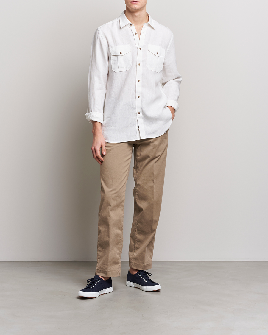 Herren | Hemden | Morris | Safari Linen Shirt White