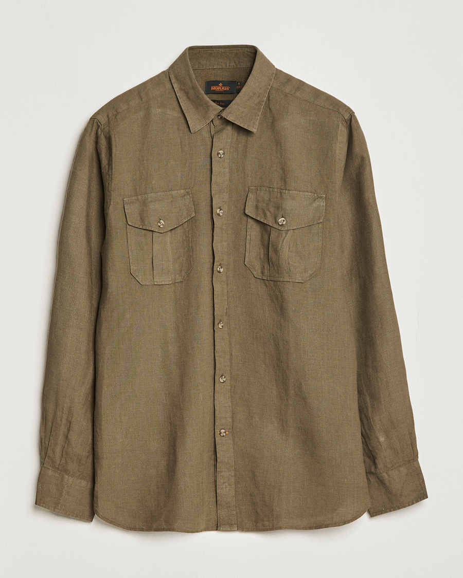 Herren | Hemden | Morris | Safari Linen Shirt Dark Green