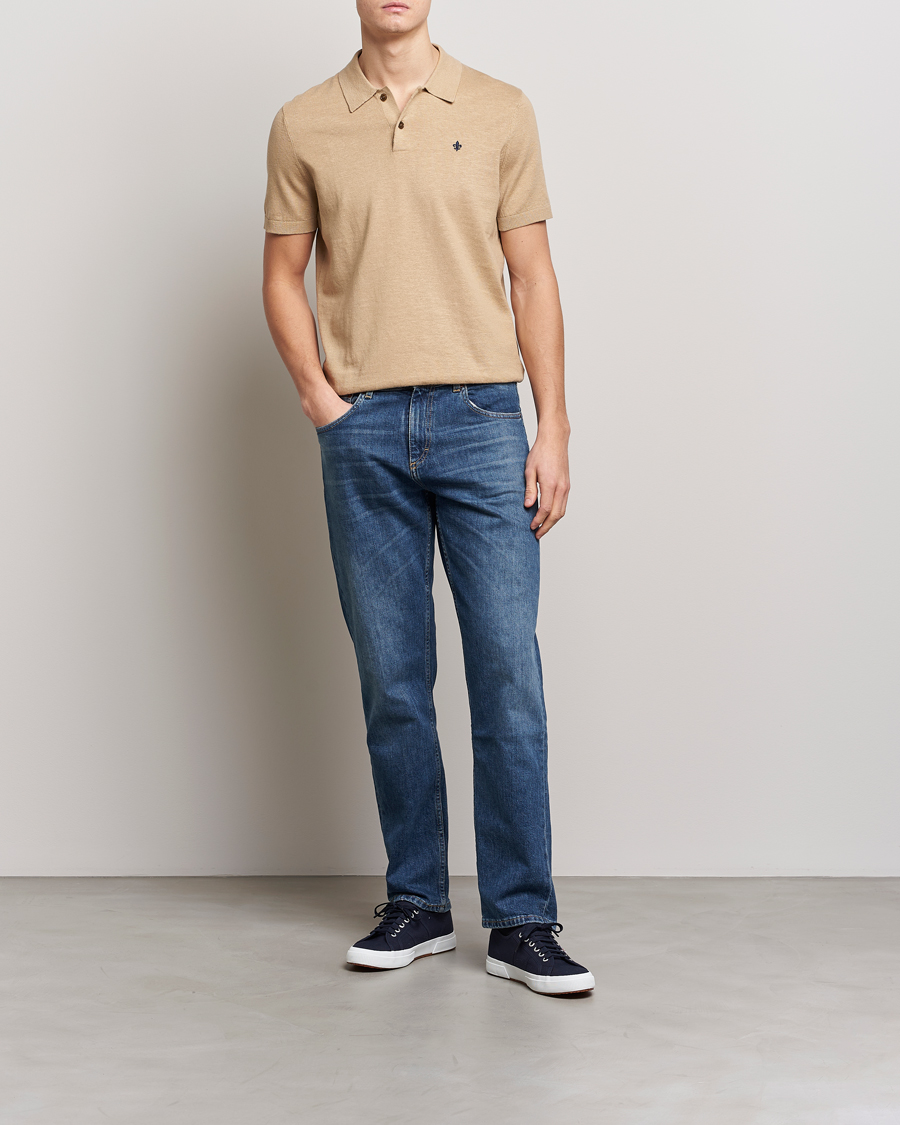 Herren | Poloshirts | Morris | Harold Cotton/Linen Summer Polo Camel