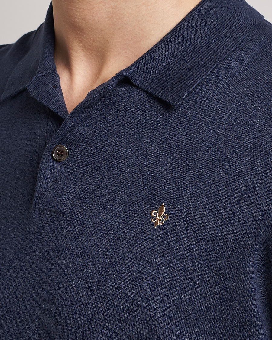 Herren | Poloshirts | Morris | Harold Cotton/Linen Summer Polo Navy