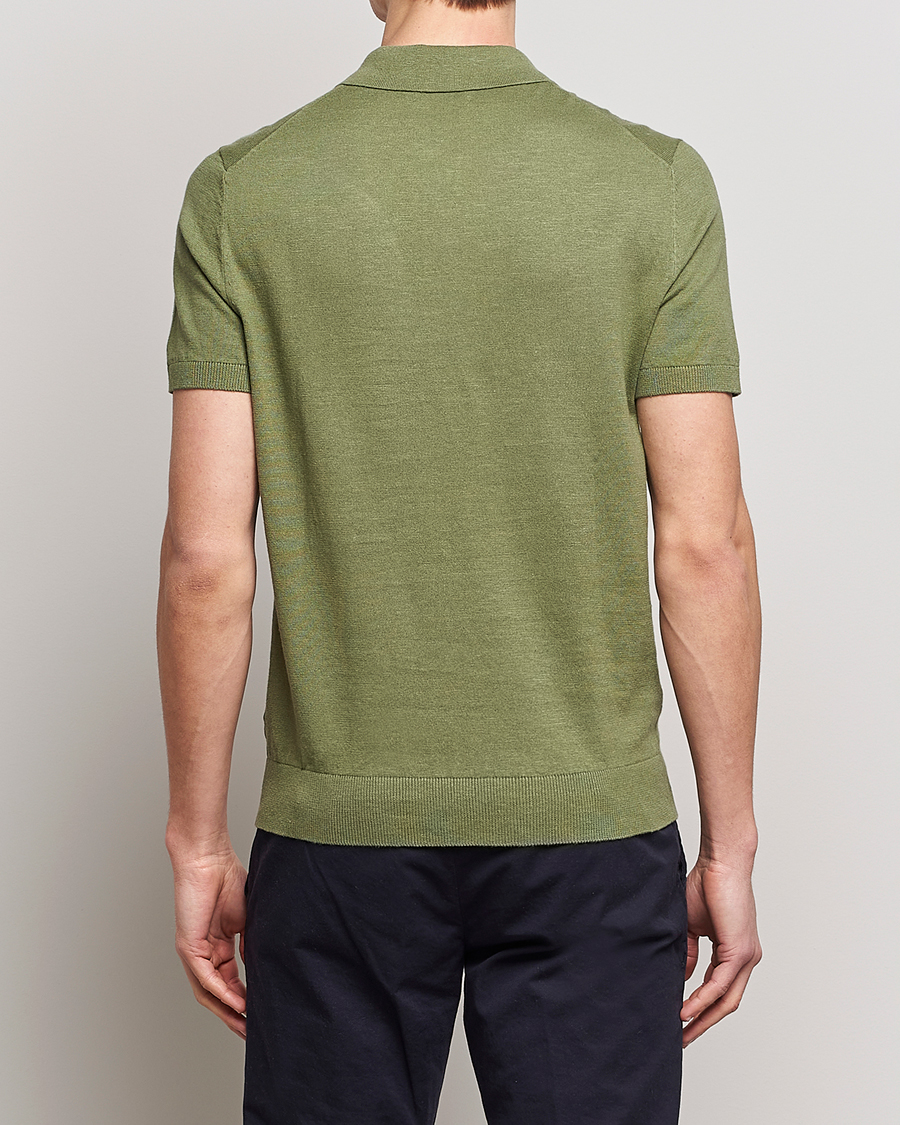 Herren | Poloshirts | Morris | Harold Cotton/Linen Summer Polo Sage Green