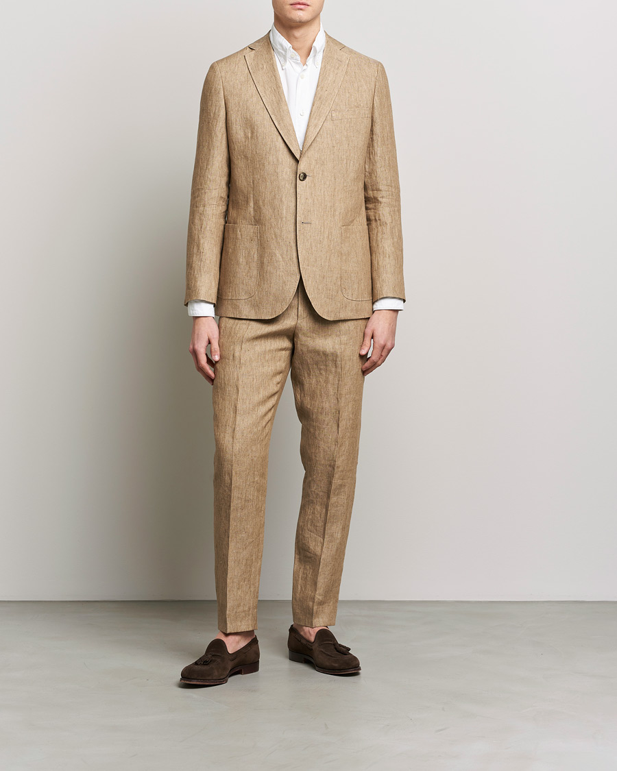 Herren | Hosen | Morris | Bobby Linen Suit Trousers Khaki