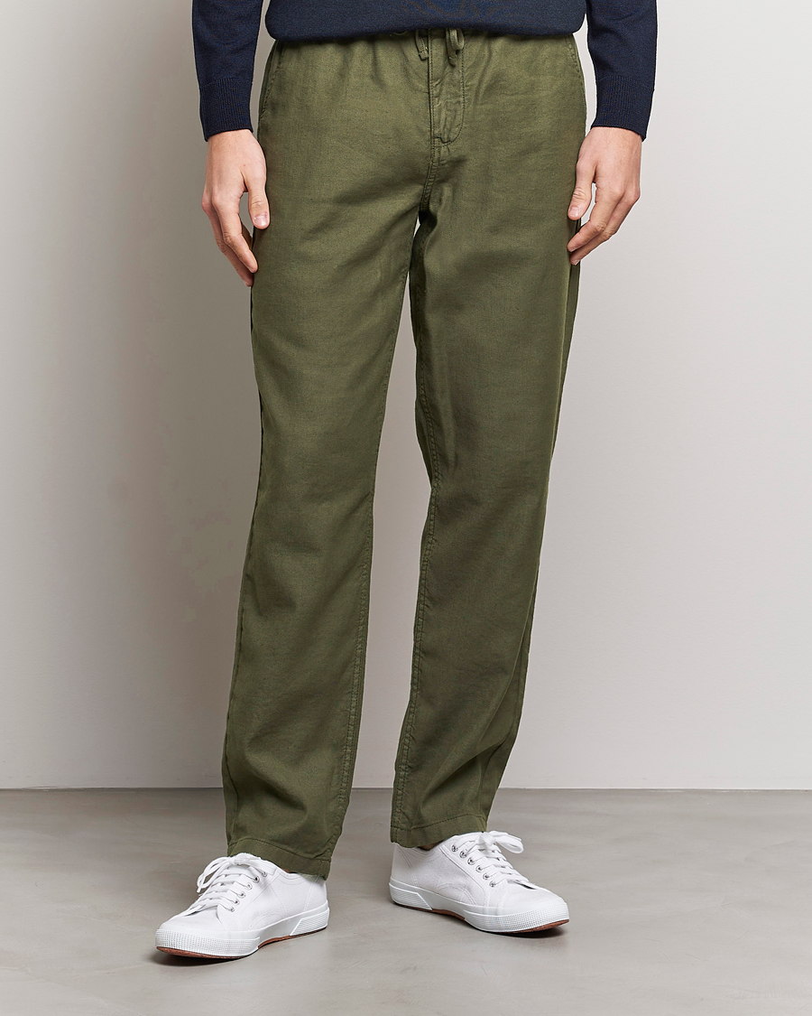 Herren | Hosen | Morris | Fenix Linen Drawstring Trousers Olive