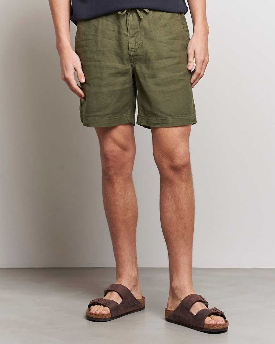 Herren | Shorts | Morris | Fenix Linen Drawstring Shorts Olive