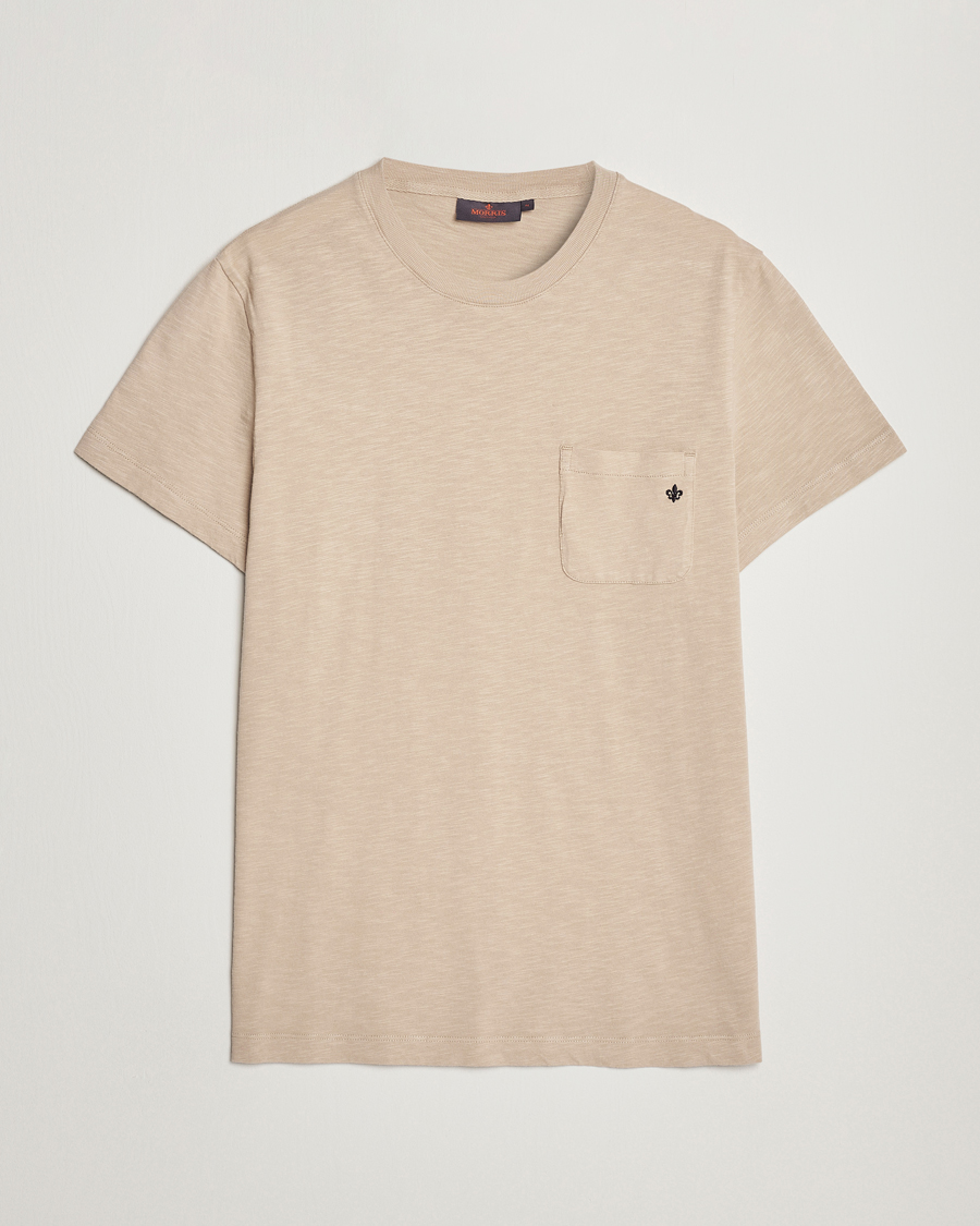 Herren | T-Shirts | Morris | Lily Slub Pocket Crew Neck Tee Beige