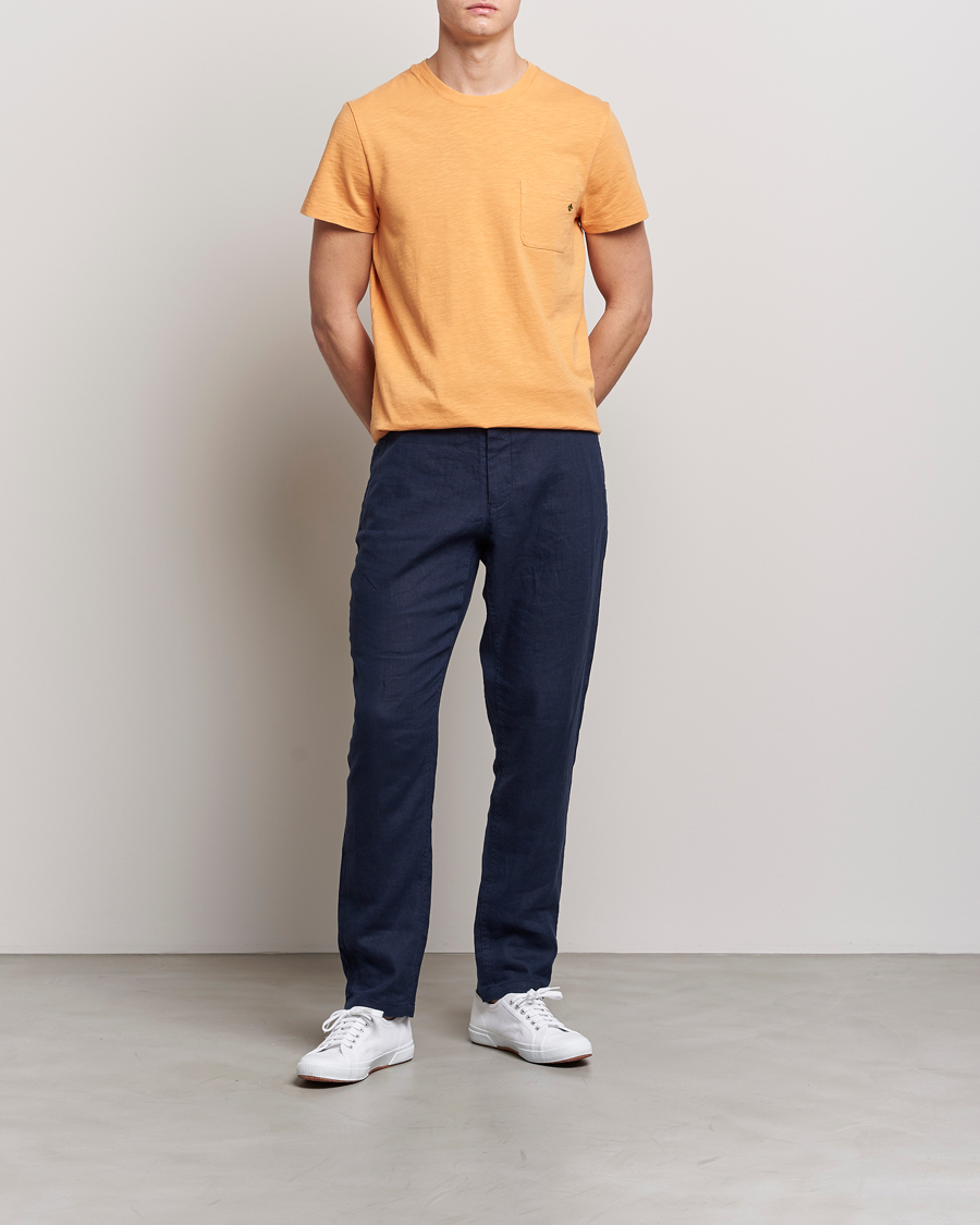 Herren | T-Shirts | Morris | Lily Slub Pocket Crew Neck Tee Orange